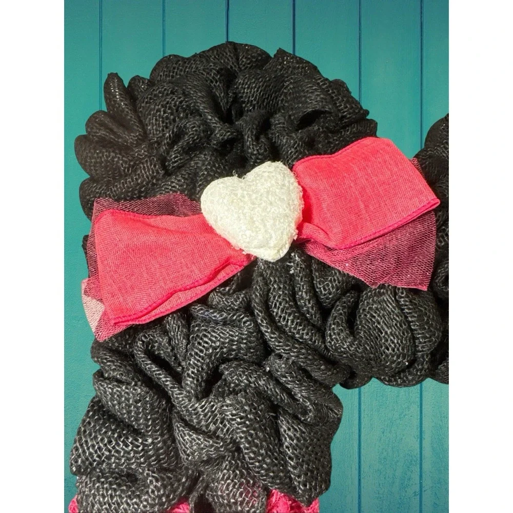 New Disney Minnie Mouse Wreath Pink Black Bow Heart Disneyana 21